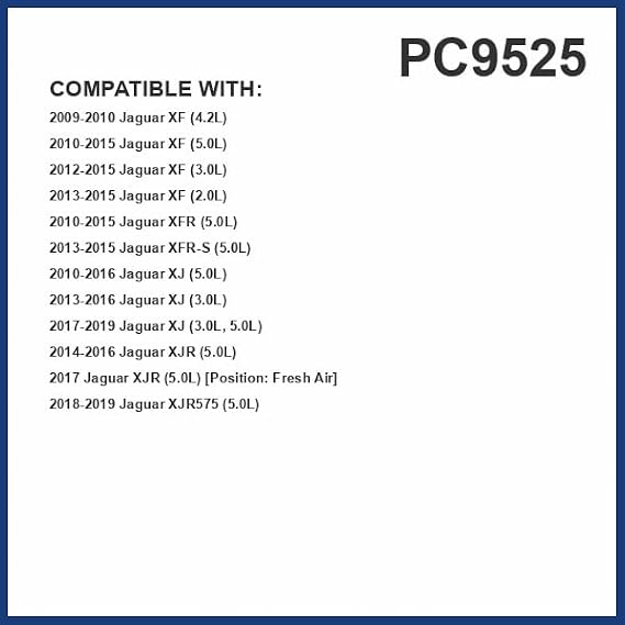 PG PC9525 Activated Charcoal Cabin Air Filter | Fits 2013-2019 Jaguar XJ 3.0L; 2010-2019 XJ 5.0L; 2010-2015 XF, XFR 5.0L; 2012-2015 XF 3.0L