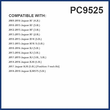 PG PC9525 Activated Charcoal Cabin Air Filter | Fits 2013-2019 Jaguar XJ 3.0L; 2010-2019 XJ 5.0L; 2010-2015 XF, XFR 5.0L; 2012-2015 XF 3.0L