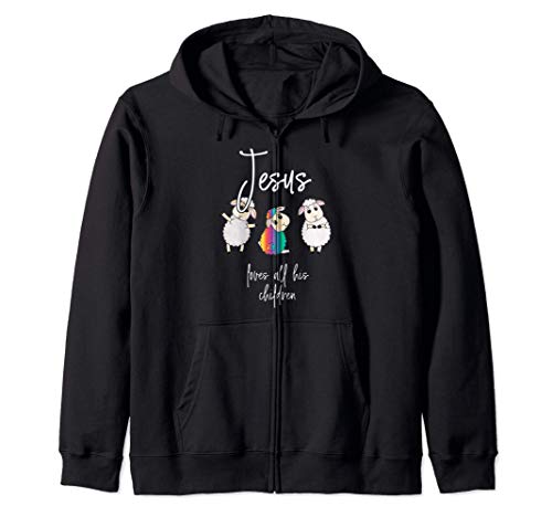 Jesus Loves All His Children Sheeps Pride Christian LGBT Sudadera con Capucha