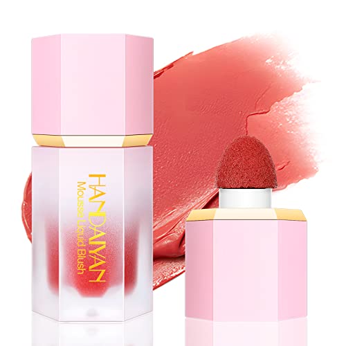 Duoffanny Soft Cream Liquid Face Blush With Air Cushion Applicator, Long-Lasting Blendable Lightweight Moisturizing Makeup For Cheeks, Natural Looking Matte Finish Dewy Skin Tint (Coral) #TOP5