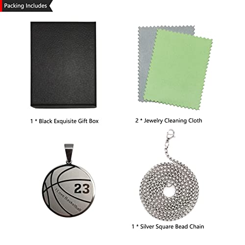 Tophoenix Silver Stainless Steel Basketball Coin Necklace For Girls Boys Dunk Sports Pendant #TOP6