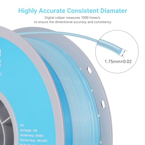 Image of TECSONAR Crystal Rainbow PLA 3D Printer Filament, 1KG Spool(2.2lbs) 1.75mm PLA Fast Color Change 3D Printing Material,Gradient Filament for Most FDM 3D Printers,White Blue