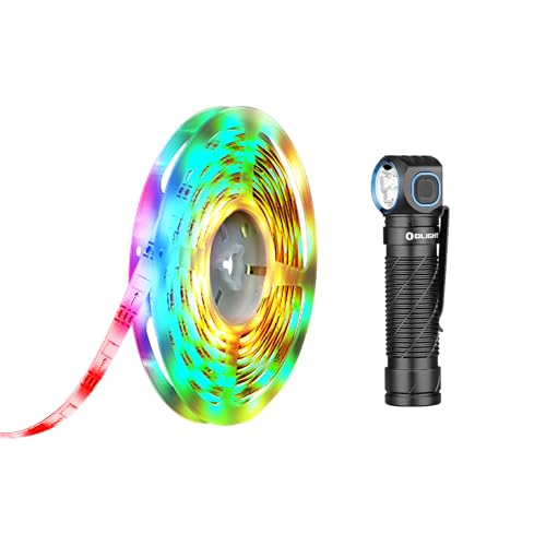OLIGHT Ostrip Smart LED Strip Lights with App Control Bundle with Perun 3 Rechargeable Headlamp Flashlight, 3000 Lumens Headlight