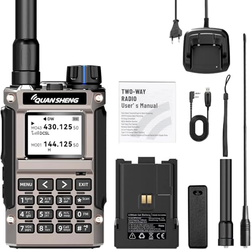QUANSHENG UV-K1(8) Walkie Talkie Handheld Ham Radio, Air Band Receive 50-600MHz, Wireless Copy, One Key Frequency Match, Type-C Charging, NOAA Weather, 200 canales, VOX, Portable Two Way Radio