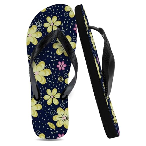 AhSUEAk Flower Design Pattern Flip Flops For Men Rubber Memory Foam Thong Sandals Athletic & Outdoor Travel Shoes Fashion Neutral Slides Comfortable Comfort Slippers Teacher Appreciation Gifts