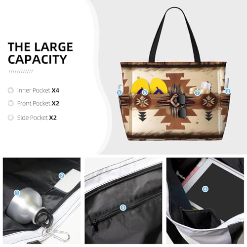 Native American Patterns Large Capacity Waterproof Sandproof Multifunctional Beach Travel Camping Picnic Storage Bag3