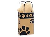 Kraft Paw Print Paper Small Shopper Gift Bag - Quantity of 5