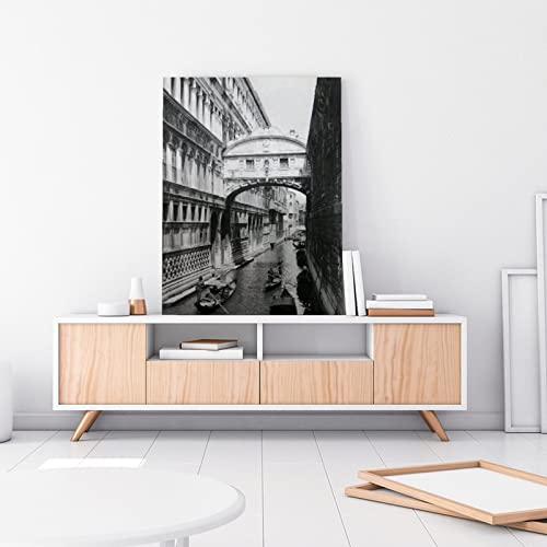 Venice Romance -Sigh Bridge Black And White Poster Canvas Wall Art Canvas Painting Wall Art Poster For Bedroom Living Room Decor 24X32Inch(60X80Cm) Frame-Style-1 #TOP2
