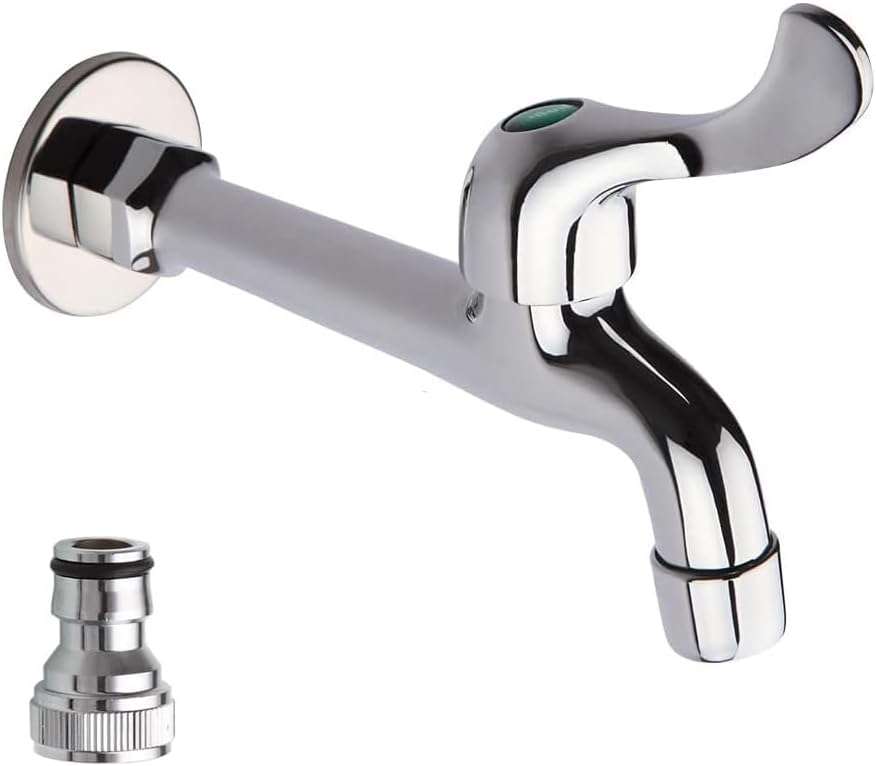 HARPOON Wall Mounted Balcony Mop Sink Faucet Brass Single Handle Cold Garden, Laundry Utility Faucets G1/2'' Inch Thread, Copper Chrome