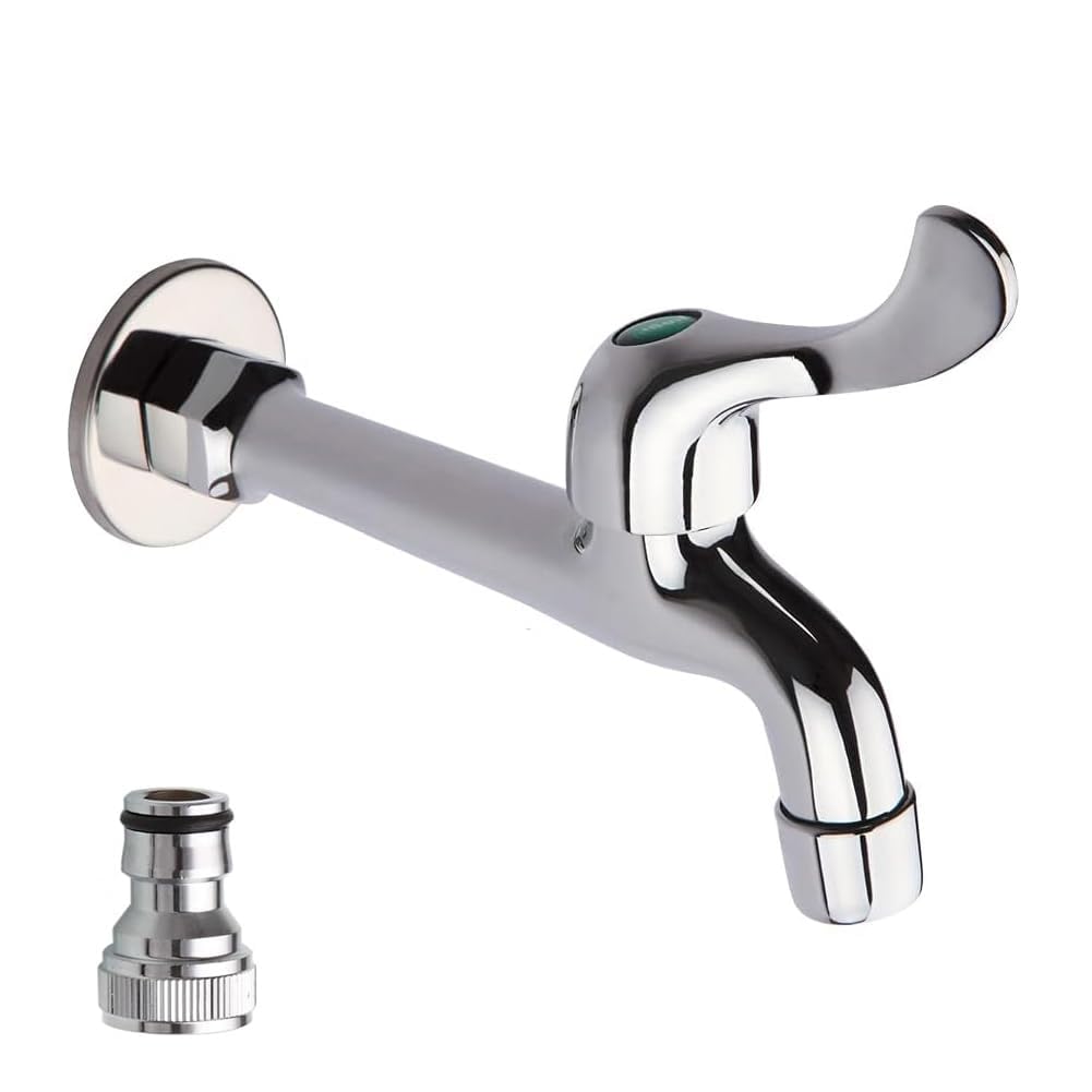 HARPOON Wall Mounted Balcony Mop Sink Faucet Brass Single Handle Cold Garden, Laundry Utility Faucets G1/2'' Inch Thread, Copper Chrome