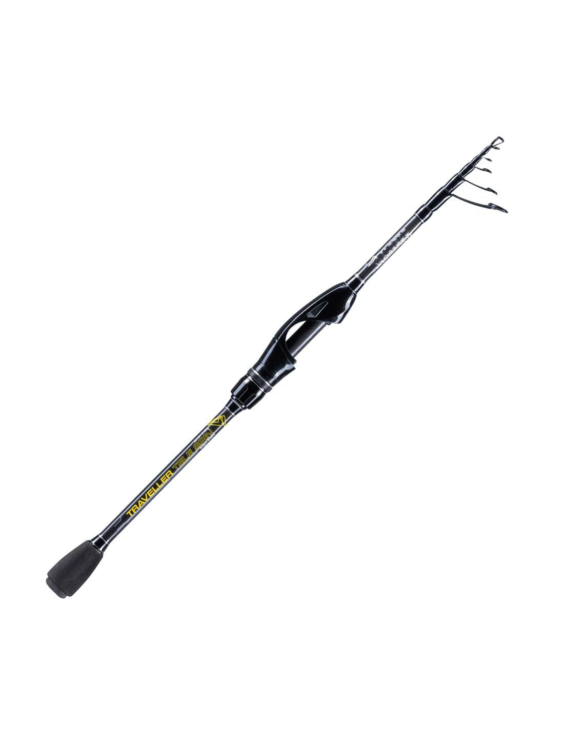 ALCEDO Traveller Tele Spin Canna da Spinning Telescopica da Viaggio in Carbonio a 5 Sezioni, Azione Fast, Anelli LTS SIC Antigroviglio