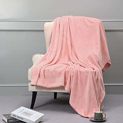 Image of NANPIPER Fleece Blankets, Super Soft Flannel Fuzzy Blanket for Bed Couch, Luxury Cozy Plush Microfiber Blanket-Twin Size,Pink