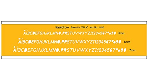 Image of Liquidraw Lettering Stencils for Crafts English Stencil Alphabet Number Drawing Drafting Template, Italic Font Combo Set of 5mm, 6mm & 7mm