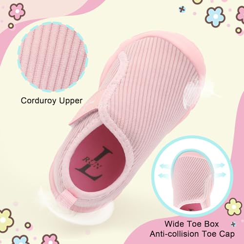 L-RUN Toddler Slippers Barefoot Boys' Girls' Corduroy Shoes for Indoor and Outdoor Play Breathable School Shoes for Kids2