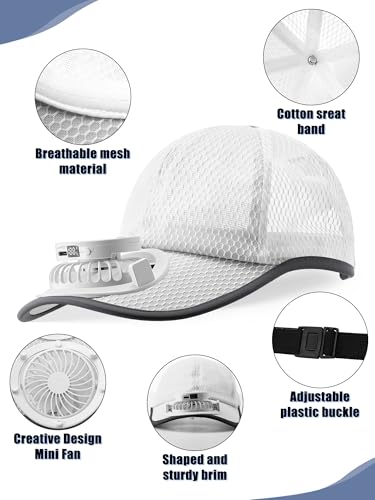 Image of Yaomiao 2 Pcs Solar Baseball Cap with Fan Unisex Sun Protection USB Charging Fan Mesh Hat for Summer Outdoor