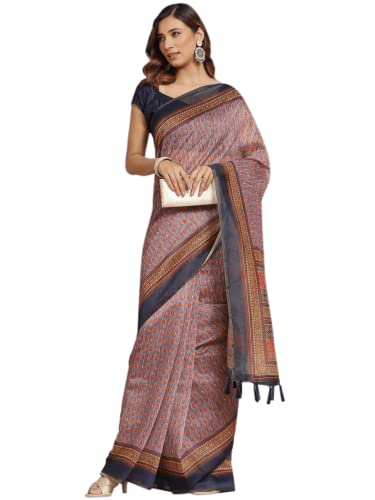 Image of Amazon Brand - Anarva Women's Kalamkari Saree With Blouse Piece