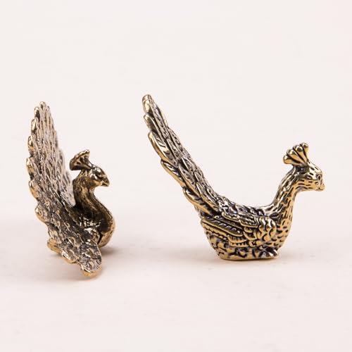 Figurines de Pavo Real de Latón Vintage 2Pcs miniatura 6