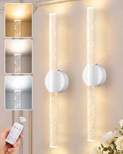 Image of 20.9 Inches Peel and Stick on Battery Powered Wall Sconces Set of Two