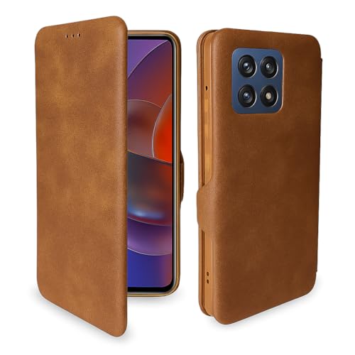 Image of Premium Vegan Leather Phone Cover with Card Slot - Slim, Durable, Privacy Protection, Kickstand Function, Elegant Flip Wallet Cases Compatible for Motorola Moto Edge 60 Fusion 5G (Brown)