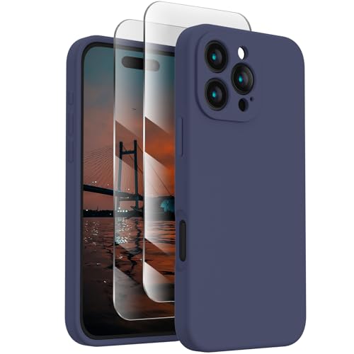 Image of FireNova Designed for iPhone 16 Pro Max Case, Silicone Upgraded [Camera Protection] Phone Case, Soft Anti-Scratch Microfiber Lining Inside, 2024, Navy Blue