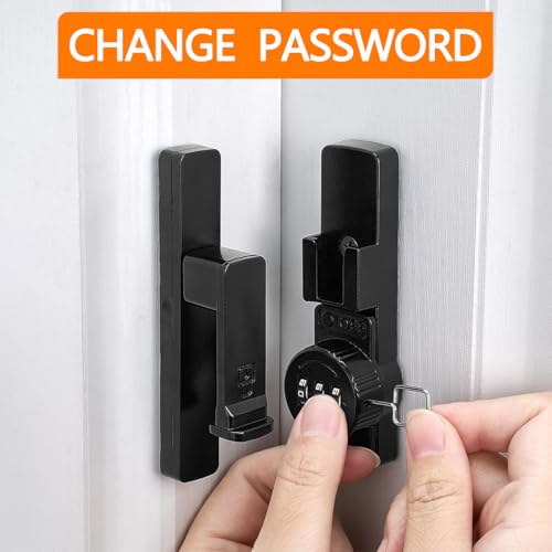 Image of INIRET 2 Packs Black 90 Degree Barn Door Lock,Mechanical Password Lock,Flip Latch with Combination,3 Digit Password Keyless,Protect Privacy,for Cabinets,Windows,Garden,Bathroom,and Sliding Door