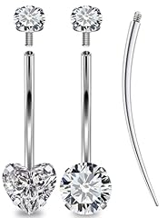 16mm Round & Heart Zircon Curved Piercing Jewelry