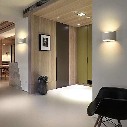 HYDONG Kinkiety LED do wnętrz, nowoczesne białe gipsowe lampy ścienne, 7 W, ciepła biel, kinkiet LED w górę i w dół, lampa ścienna do salonu, sypialni, przedpokoju (żarówka LED G9 w zestawie)