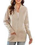 GRACE KARIN Zip Up Cardigan Sweaters for Women Stand Collar Long Sleeve Chunky Knit Full Zip Sweaters Jackets for Women Office Wear L Apricot
