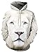 Produktbild Ocean Plus Herren 3D Kapuzenpullover Hoodie Halloween Cosplay Sweatshirt Hooded Sweat Einzigartig Galaxie Pullover (L/XL (Brustumfang: 114-134CM), Weißer Löwe)