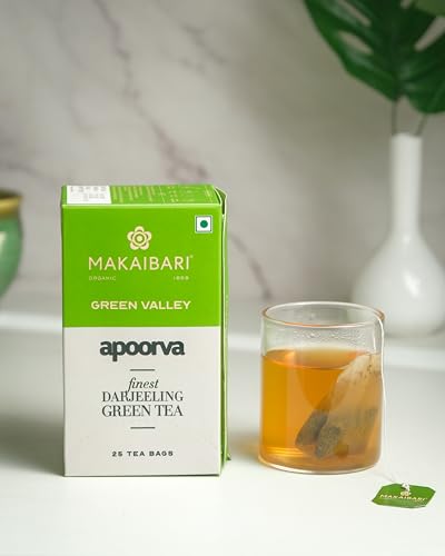 Image of Makaibari Green Valley Apoorva Finest Darjeeling 25 Green Tea Bags | Refreshing and Energizing | Rich in Antioxidants | Supports Weight Loss