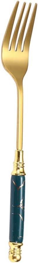 Dinner Forks Stylish Ceramic Handle Practical Tableware Fork, Stainless Steel Fork, Golden Fork(C)