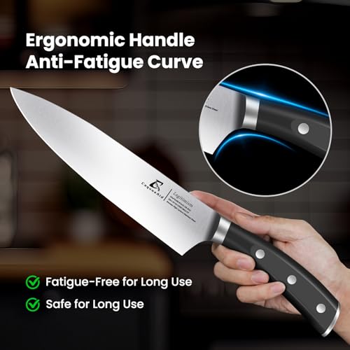 Image of CoquusAid Knife Set, Upgrade 15 Pcs Knife Block Set with Widened Ventilated Slot, German Stainless Steel Kitchen Knives Set with Sharpener, Professional Chef Knives Set, Full Tang Ergonomic Handle