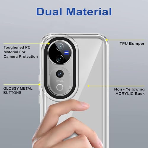 Image of amazon basics Back Case Cover for Vivo V40 Pro 5G | Compatible for Vivo V40 Pro 5G Back Case Cover | Case Cover with Camera Protection | (TPU + PC | Transparent)