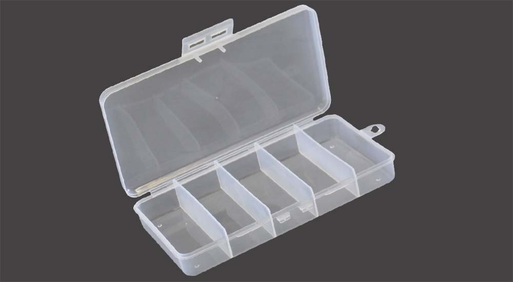 BIN BUDDY (2 Pack Clear Plastic Boxes | 5 Compartments Each | 1.25