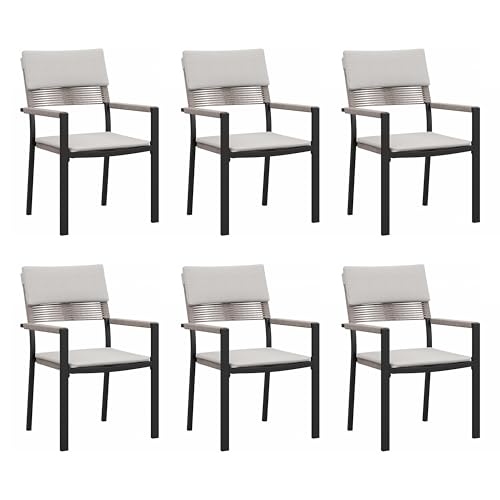 Outdoor Wicker Dining Chairs Set of 6: Stylish Comfort for Patio Dining 10 Sundale Outdoor Patio Dining Chairs Set of 6, Wicker Patio Chairs with Metal Frame and Armrests, All-Weather Outdoor Chairs for Patio, Deck, Porch, Yard (Light Grey)