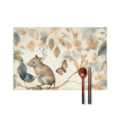 Sets de table en toile souris et feuilles 45x30cm (lot de 6) anti-chaleur - 2
