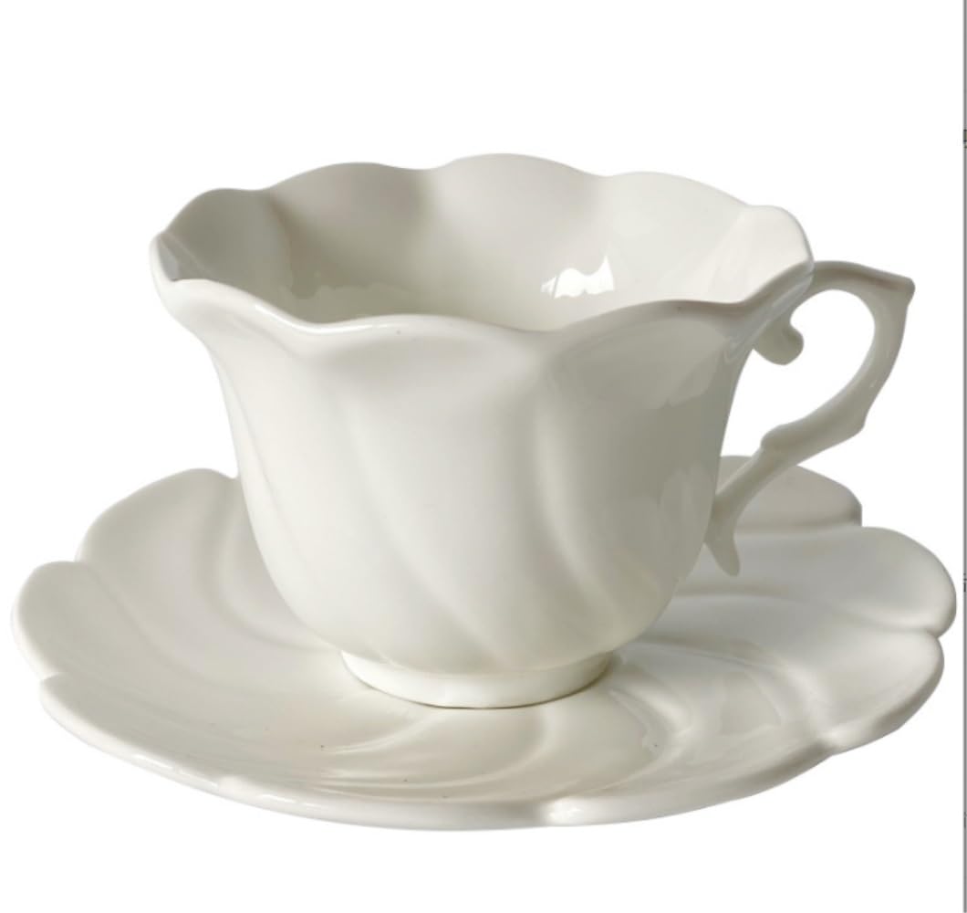 Tasse Kaffeebecher Tassen Kreative Blumenförmige Tasse, Handgefertigte Tasse, Büro-Kaffeetasse, 260 Ml, Keramiktasse Mit Teller, Kaffeetassen Teetasse Kaffeetassen (Color : B, Size : 180ml)