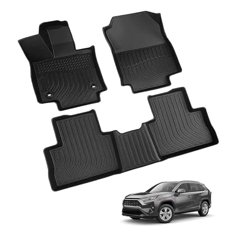 Landrol Car Floor Mats Replacement for RAV-4 Hybrid 2019-2023 Durable Odorless Liners Heavy Duty Carpets Waterproof All Weather Black Cover