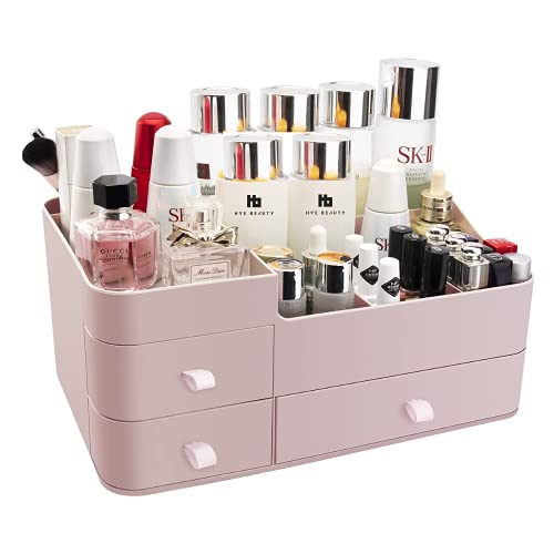 HB HYE BEAUTY Makeup Storage Box, Makeup Organizer with Drawers, Vanity Organizers, and Storage for Cosmetics,Pink