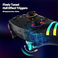 MYSTILUCK Wireless Pro Controller für Switch/Switch 2/Lite/OLED/PC, Gamepad mit 7 Farbwechselnde RGB Beleuchtung/Hall Effect Triggers/Dual Vibration/Turbo, Ergonomisch Gestalteter Präzise Joystick – Ansicht 3