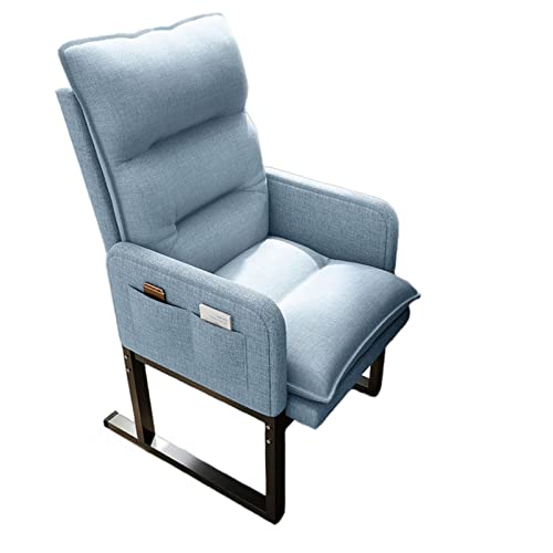 Moderna silla reclinable ajustable con asiento acolchado suave para sala de estar, dormitorio, cine en casa, cómodo sillón en color azul elevado