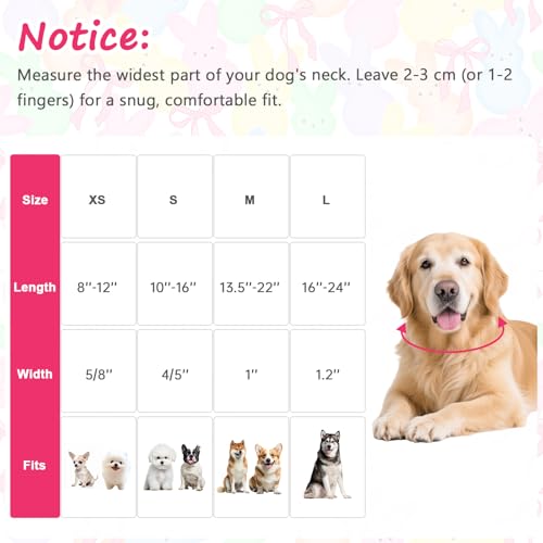 Tag4Oikia Dog Collars for Medium Dogs, Dog Collar with Cute Bunny Bow Patterns, Medium Dog Collar with Exquisite Pendant, Durable Adjustable Collars for Easter Gifts for Medium Large Dogs-M — view 2