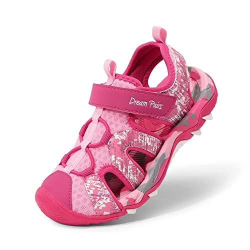 DREAM PAIRS Kids Sandalias Deportivas para Unisex Niños Verano Aire Libre Deporte Zapatillas de Senderismo con Punta Cerrada,Size 33,Rosa Fuerte/Rosa,SDAS2305K E