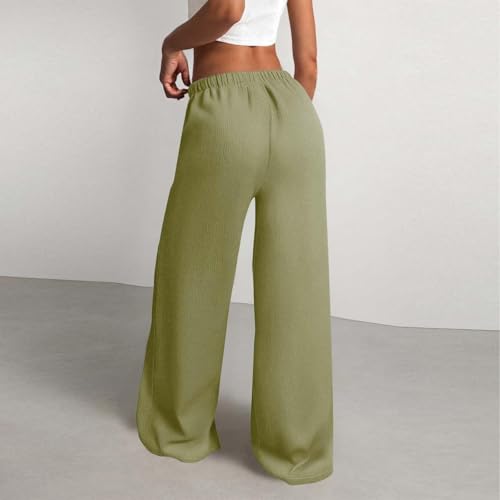 Summer Women Cotton Linen Pants, Drawstring Baggy High Waisted Trousers Smocked Business Casual Slacks Beach Outfits3