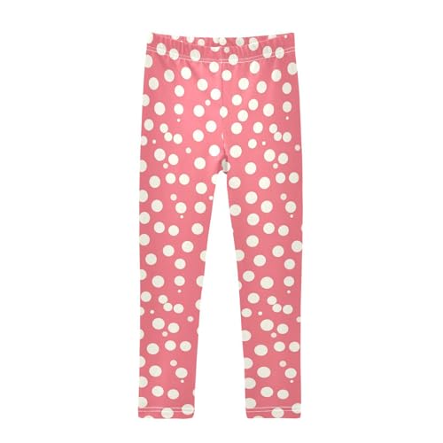 KLL White Polka Dot Red Background Toddler Baby Girl Basic Leggings Stretchy High Waisted Dance Pants Sports