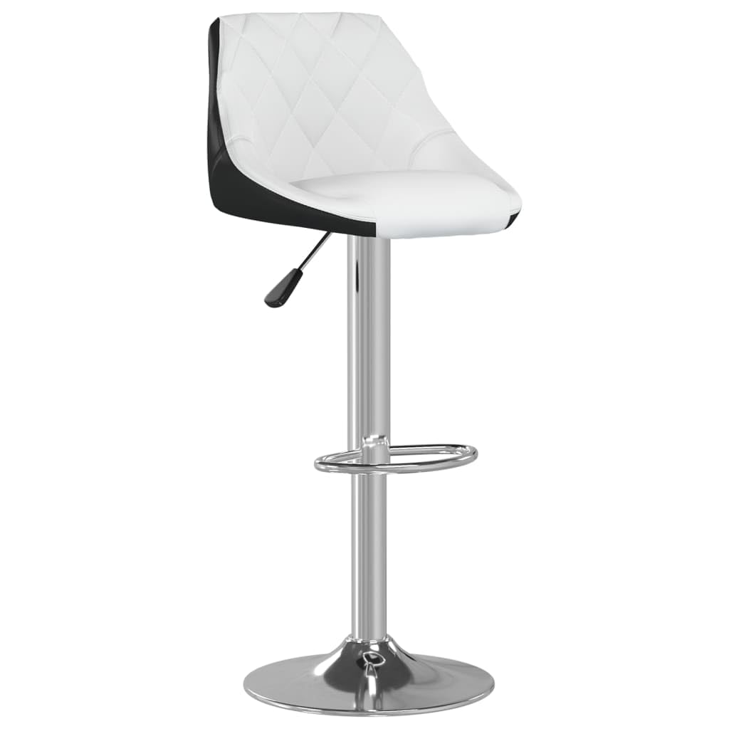Taburete de bar (2 unidades, piel sintética, altura regulable, con reposapiés, giratorio 360°, estructura de acero cromado, máx. 110 kg)