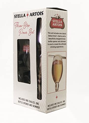 Stella Artois Beer Glass, Three Step Pour Set With Chalice, Bottle Opener, And Skimmer, Holds 11 Ounces #TOP1