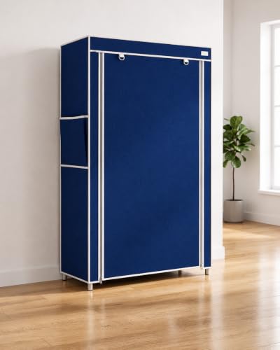 Image of 6 Layer Shoe Rack Plastic with Blue Cover | Multipurpose Plastic Shoe Rack for Home | Space Saving Foldable Shoe Stand | Storage Rack for Home, Bedroom & Entryway.