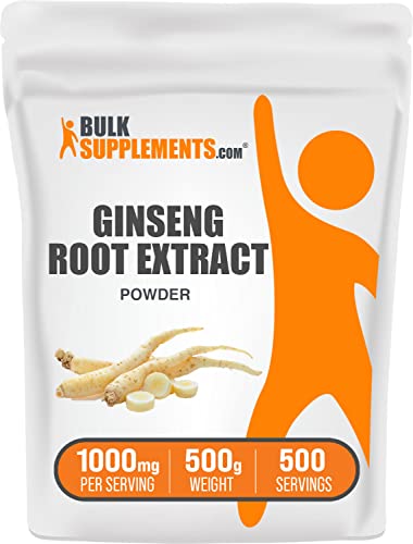 BULKSUPPLEMENTS.COM Ginseng Root Extract Powder - Ginseng Supplement, Ginseng Herbal Supplements, Panax Ginseng - Vegan & Gluten Free, 1000mg Ginseng Extract per Serving, 500g (1.1 lbs)