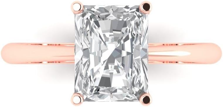 Clara Pucci Yellow/Rose/White 14k Solid Gold Solitaire anniversary Engagement Promise Bridal Ring - 2.5Ct Radiant Cut Simulated Diamond